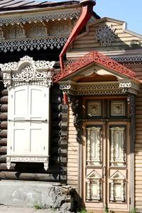 Carved wooden house